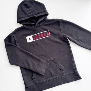 Kids Jordan Black Hoodie with Red Accents